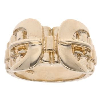9ct Yellow Gold Patterned Double Buckle Ring
