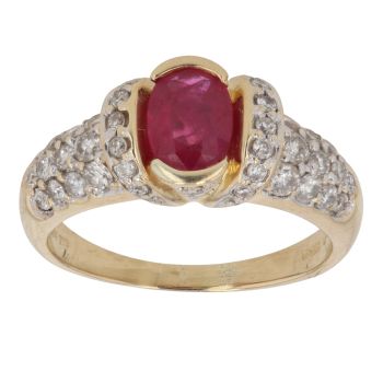 18ct Yellow Gold 0.65ct Diamond And Ruby Ring