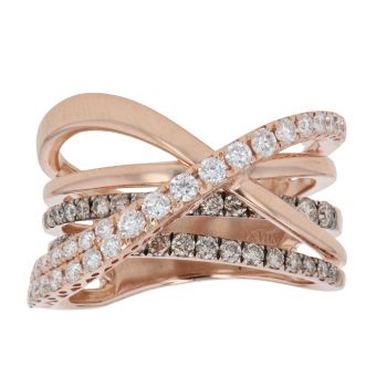 14ct Rose Gold 1.25ct Brilliant Cut Diamond Crossover Ring
