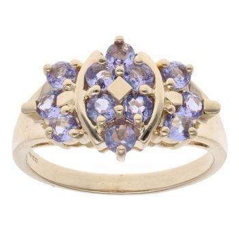 9ct Yellow Gold Tanzanite Cluster Ring