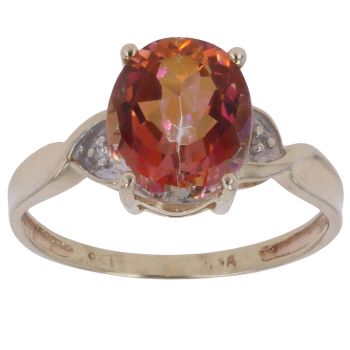 9ct Yellow Gold 0.01ct Diamond and Sunset Topaz Ring