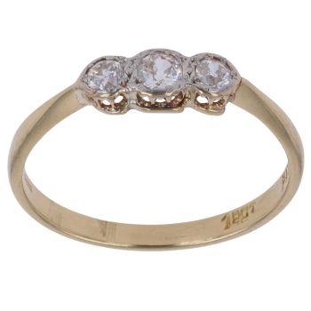 14ct Yellow Gold 0.25ct Brilliant Cut Diamond Trilogy Ring