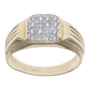 9ct Yellow Gold Cubic Zirconia Signet Ring