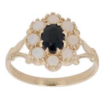 14ct Yellow Gold Sapphire and Opal Cluster Ring