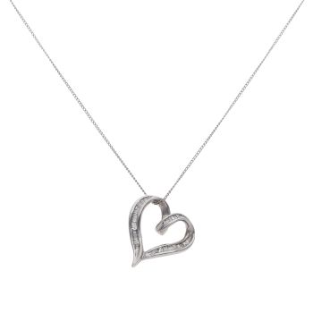9ct White Gold 0.25ct Diamond Heart Pendant and Chain 20"