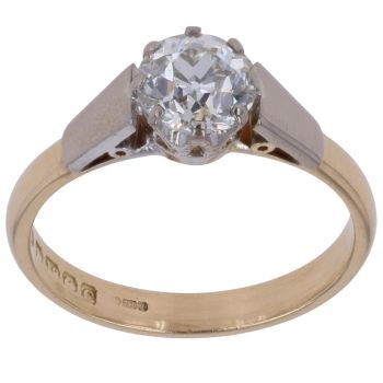 18ct Yellow and White Gold 1.10ct Old Cut Diamond Solitaire Ring