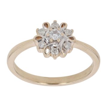 9ct Yellow Gold 0.25ct Brilliant Cut Diamond Cluster Ring