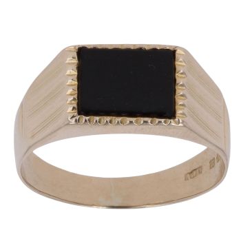9ct Yellow Gold Onyx Square Signet Ring