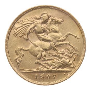 1907 Edward VII Large Head UK Half Sovereign Coin