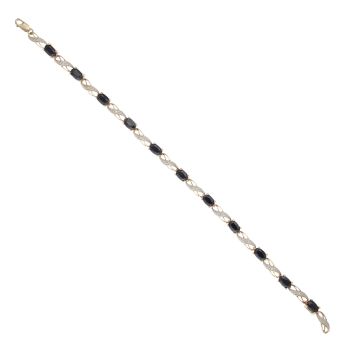 9ct Yellow Gold 0.03ct Diamond And Sapphire Bracelet 7.5"