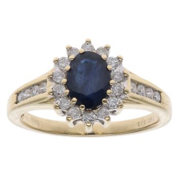 18ct Yellow Gold 0.33ct Diamond and Sapphire Cluster Ring