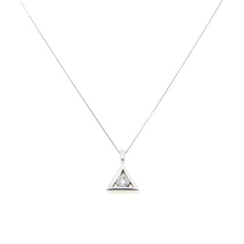 9ct White Gold 0.25ct Brilliant Cut Diamond Solitaire Pendant And Chain 18"