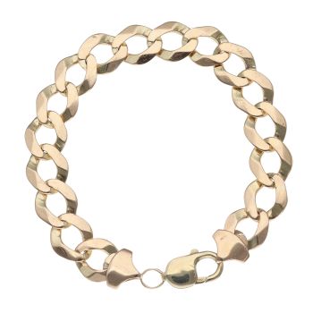 9ct Yellow Gold Plain Curb Bracelet 8.5"