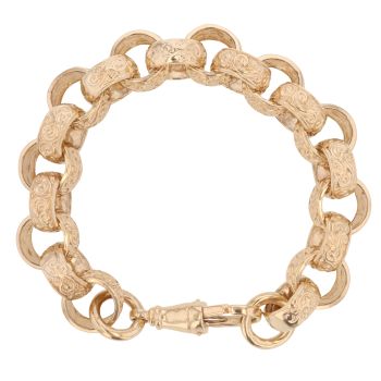 9ct Yellow Gold Patterned Belcher Bracelet 9"