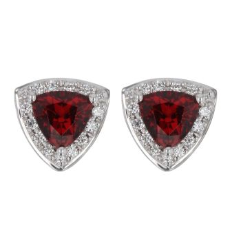 18ct White Gold 0.25ct Brilliant Cut Diamond and Garnet Cluster Earrings