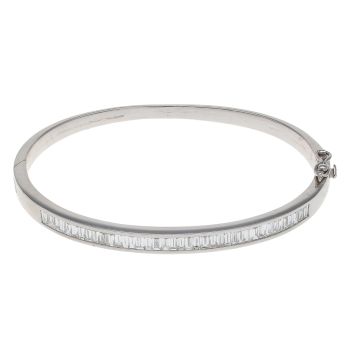 9ct White Gold 2.50ct Baguette Cut Diamond Bangle