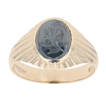 9ct Yellow Gold Hematite Centurion Signet Ring