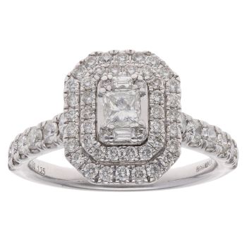 18ct White Gold 1.25ct Diamond Cluster Ring