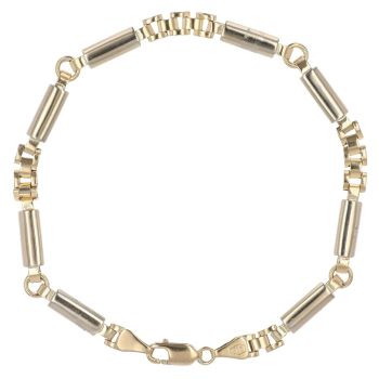9ct Yellow and White Gold Bar Fancy Bracelet 7.5"