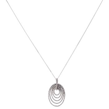 9ct White Gold 0.60ct Brilliant Cut Diamond Fancy Pendant And Chain 18"