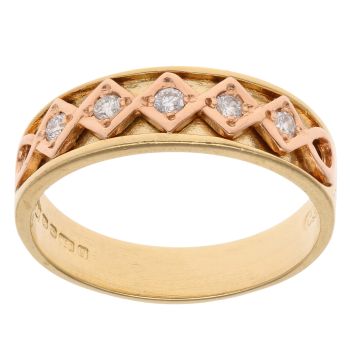 18ct Yellow And Rose Gold Clogau 0.20ct Diamond Queen Elizabeth II Anniversary Ring