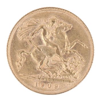 1909 Edward VII Large Head UK Half Sovereign Coin