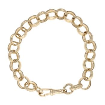 9ct Yellow Gold Patterned and Plain Belcher Bracelet 9"