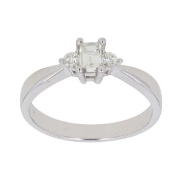 18ct White Gold 0.40ct Millenium and Brilliant Cut Diamond Trilogy Ring