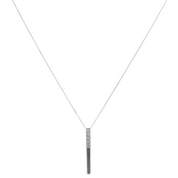 9ct White Gold 0.10ct Diamond Bar Pendant and Chain 18"