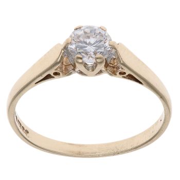 9ct Yellow Gold Cubic Zirconia Single Stone Ring