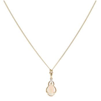 9ct Yellow Gold 0.03ct Diamond And Opal Pendant And Chain 18"