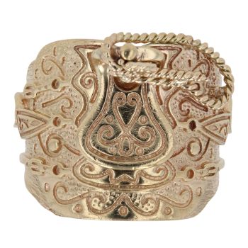 9ct Yellow Gold Patterned Saddle Ring