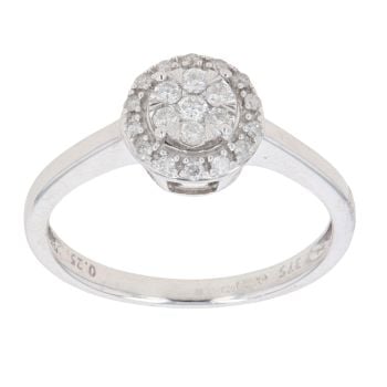 9ct White Gold 0.25ct Brilliant Cut Diamond Cluster Ring