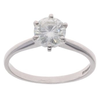 18ct White Gold Single Stone Moissanite Ring