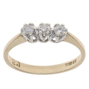 9ct Yellow Gold 0.20ct Brilliant Cut Diamond Trilogy Ring