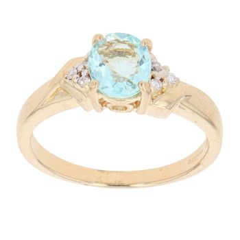 18ct Yellow Gold 0.05ct Diamond and Green Tourmaline Solitaire Ring