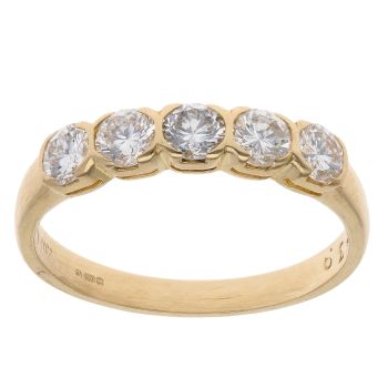 18ct Yellow Gold 0.75ct Brilliant Cut Diamond Five Stone Ring