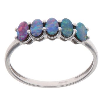 9ct White Gold Opal Triplet Five Stone Ring