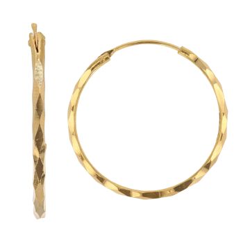 22ct Yellow Gold Faceted Hoop Earrings