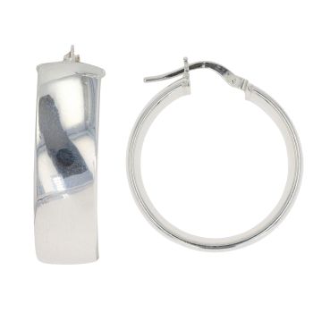 Silver Wide Hoop Earrings By Icesia