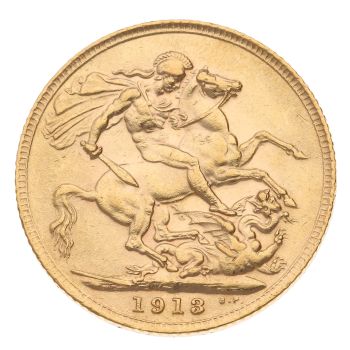1913 George V Large Head UK Full Sovereign Coin