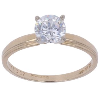 14ct Yellow Gold Cubic Zirconia Solitaire Ring