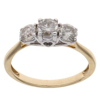 18ct Yellow Gold 1.00ct Brilliant Cut Diamond Trilogy Ring