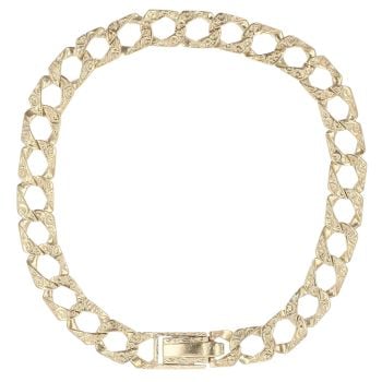9ct Yellow Gold Square Patterned Curb Bracelet 7.5"