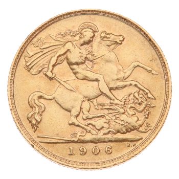 1906 Edward VII Large Head UK Half Sovereign Coin