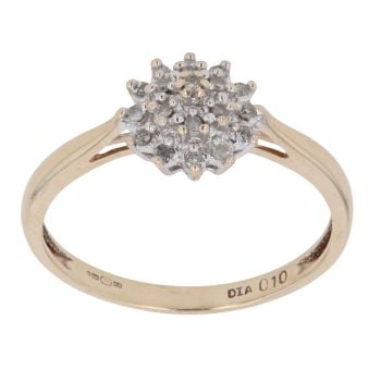 9ct Yellow Gold Diamond Cluster Ring