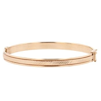 9ct Yellow Gold Patterned Hinged Bangle