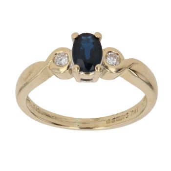 18ct Yellow Gold 0.08ct Diamond and Sapphire Ring