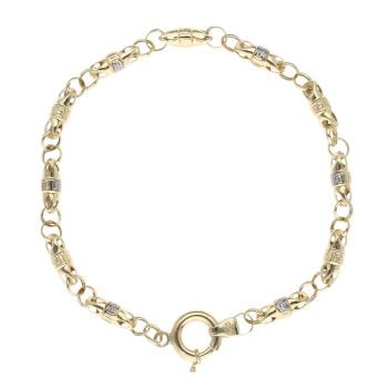 14ct Yellow and White Gold Greek Key Belcher Bracelet 8.5"