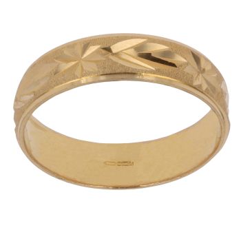 22ct Yellow Gold Diamond Cut Matte 4mm Wedding Band